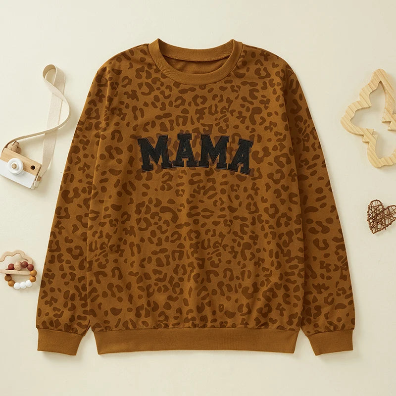 Sweat assorti mère-fille à imprimé léopard