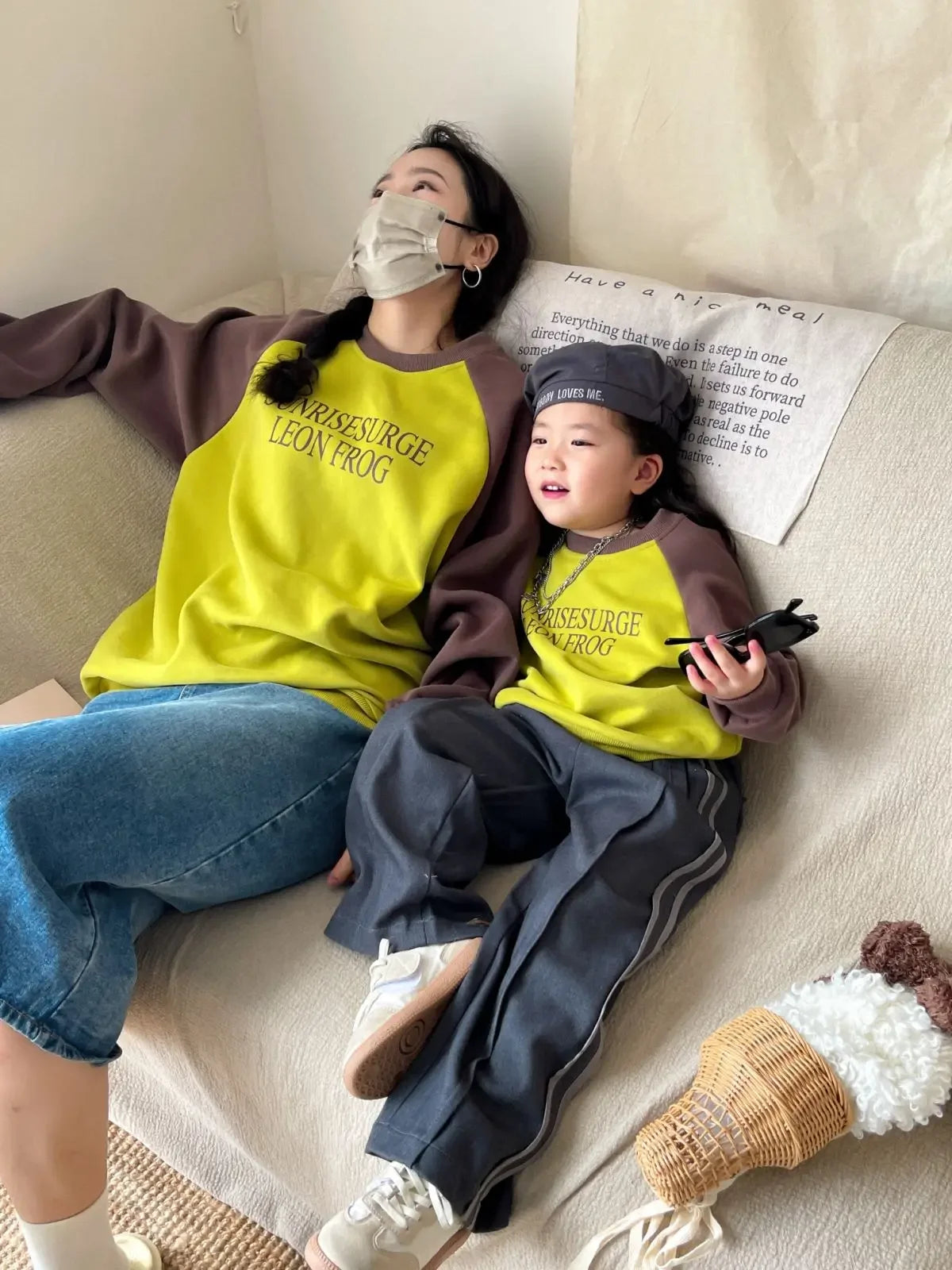 Sweat assorti mère-fille en coton
