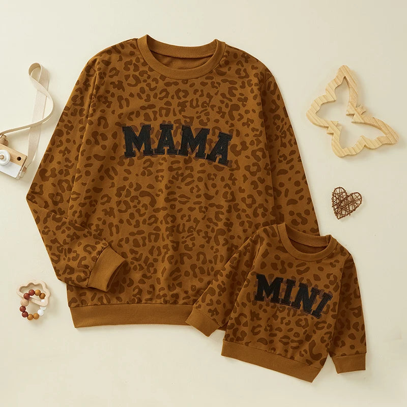Sweat assorti mère-fille à imprimé léopard