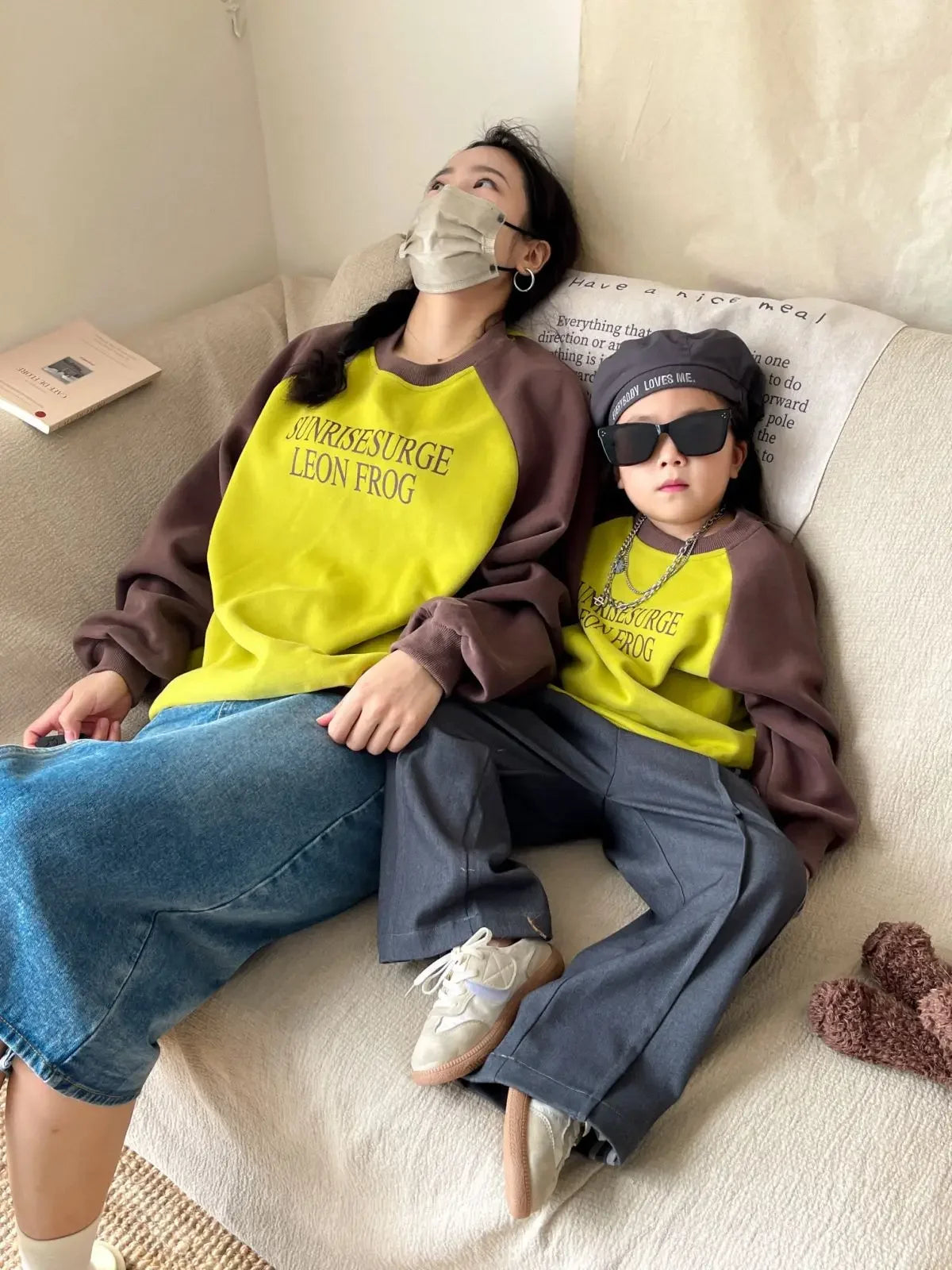 Sweat assorti mère-fille en coton