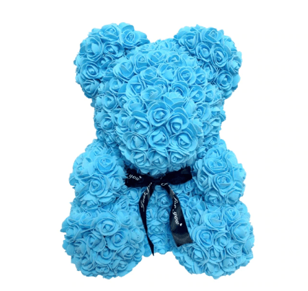 Ours en roses turquoise