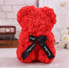 Ourson en roses rouge clair
