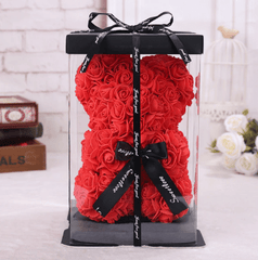 Ourson en roses rouge clair boite