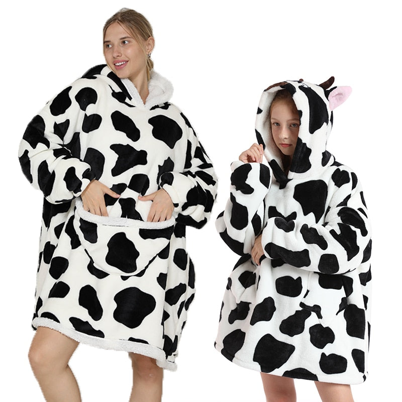 Pull Sweat Plaid Mère Fille Vache