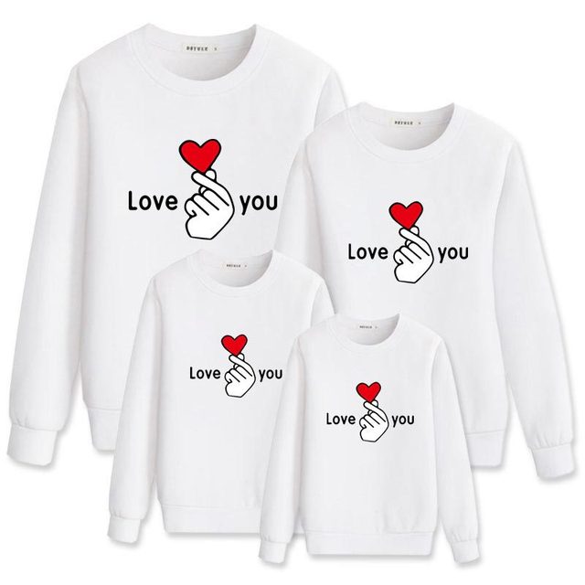 Pull famille je t'aime blanc