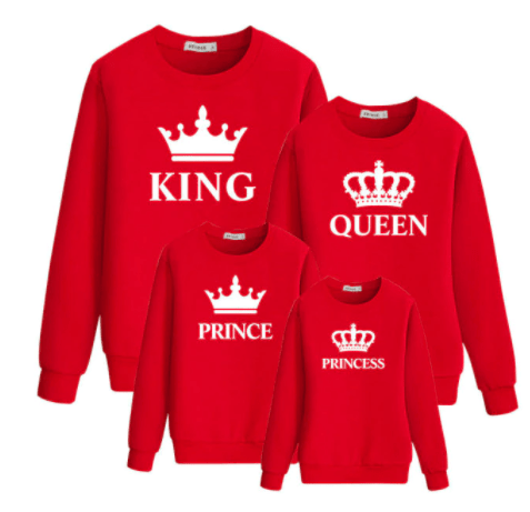 Pull noël famille King et Queen rouge