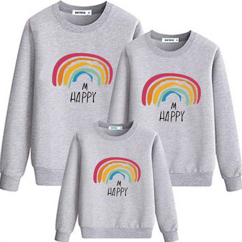 Pull famille arc-en-ciel gris