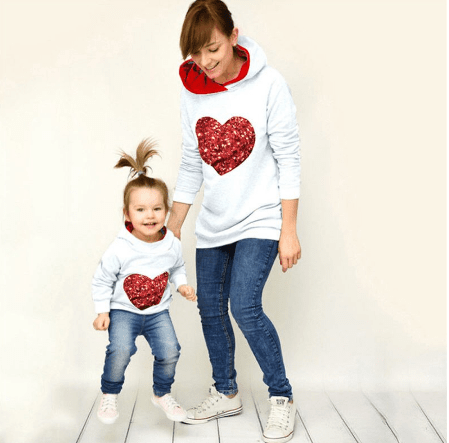 Pull mère fille identique blanc