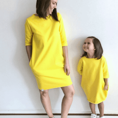 Pull mère fille identique jaune