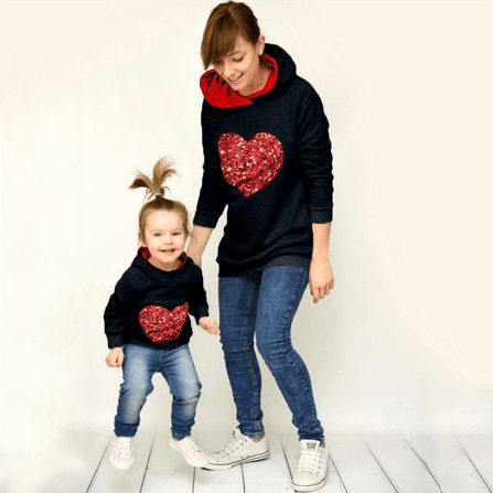Pull mère fille identique noir