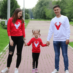 Pull noël famille cerf