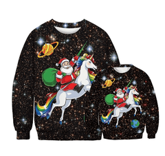 Pull noël famille licorne 3D