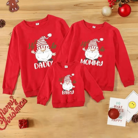 Pull noël famille papa noël rigolo