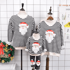 Pull noël famille rayé noir et blanc
