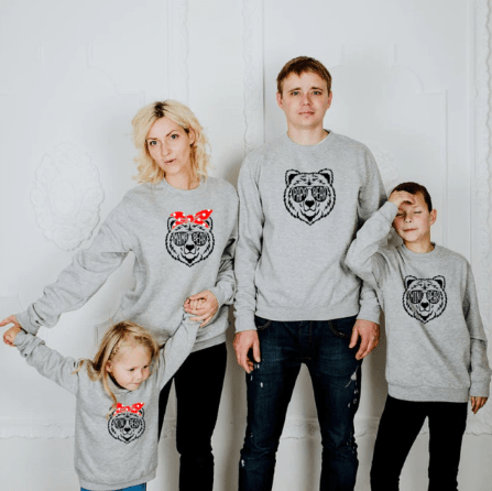 Pull noël famille tête d'ours