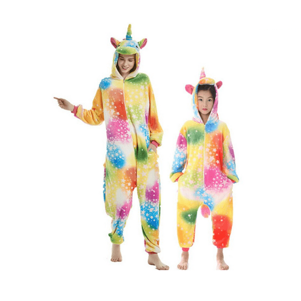 Pyjama mère fille licorne arc-en-ciel