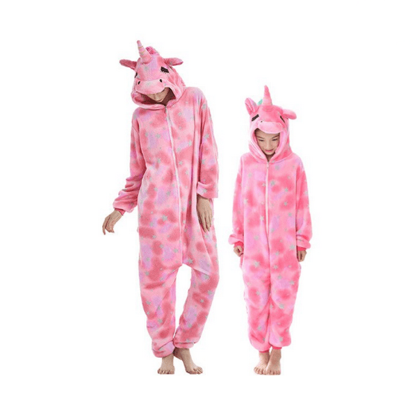 Pyjama mère fille licorne fuchsia