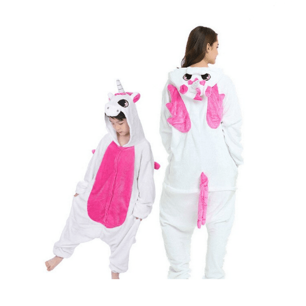 Pyjama mère fille licorne rose et blanc