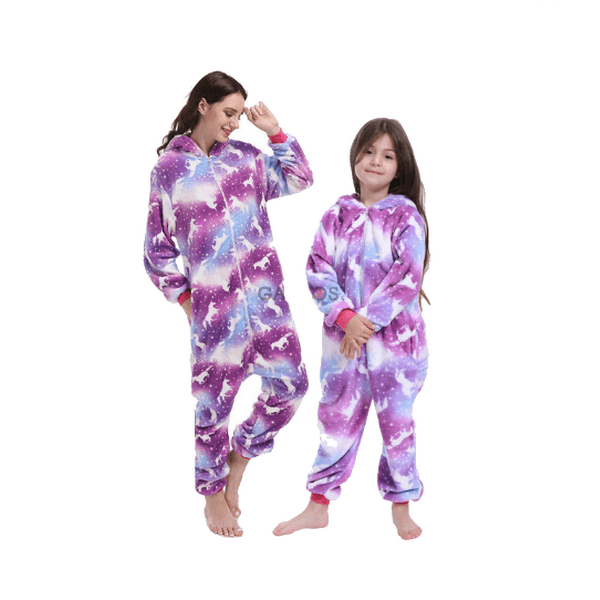 Pyjama mère fille licorne violet foncé