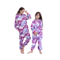 Pyjama mère fille licorne violet foncé