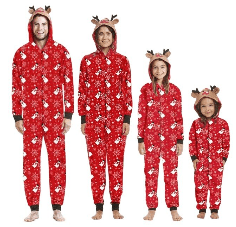 Pyjama noël famille à capuche rouge