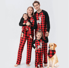 Pyjama noël famille à carreaux et cerf