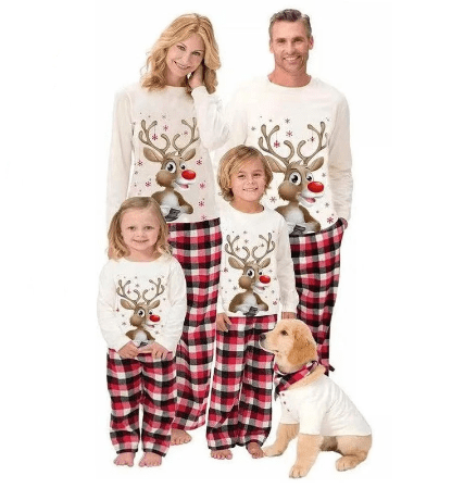 Pyjama noël famille cerf qui rigole