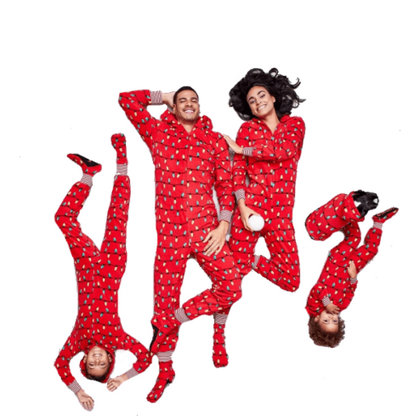 Pyjama noël famille guirlandes rouge