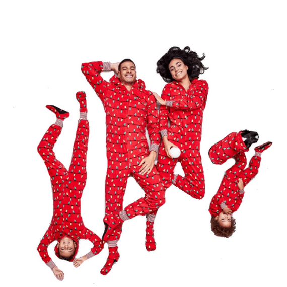 Pyjama Noël Famille Guirlandes Rouge