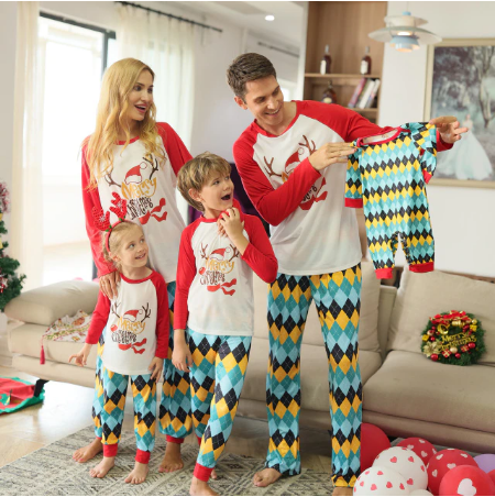 Pyjama noël famille multicolore