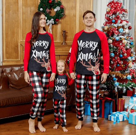 Pyjama noël famille noir et rouge