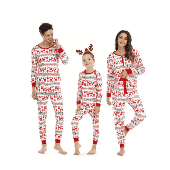 Pyjama Noël Famille Pompons