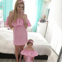 Robe mère et fille rose