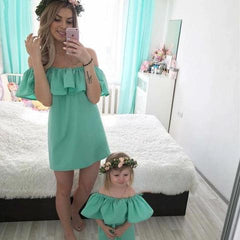 Robe mère et fille verte