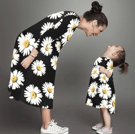Robe mère fille ample à fleurs