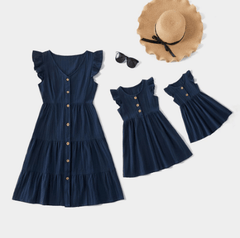 Robe mère fille bleu-marine