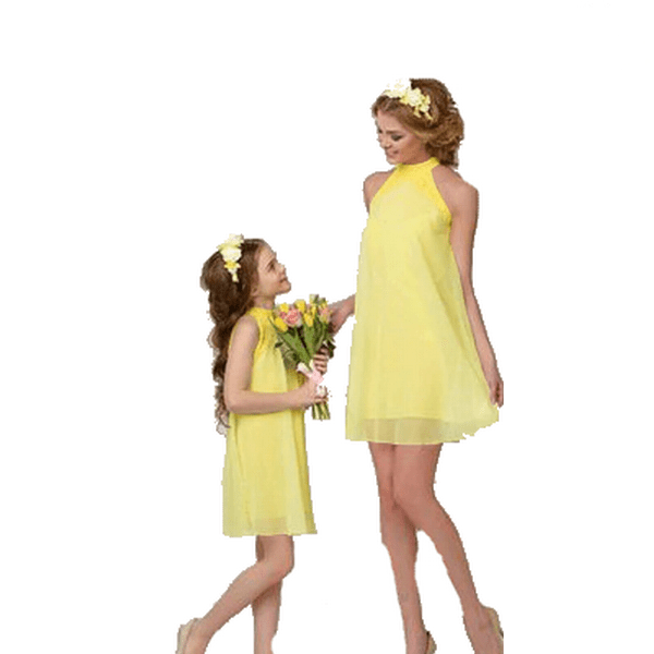 Robe mère fille colorée jaune