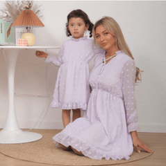 Robe mère fille pour le printemps violet
