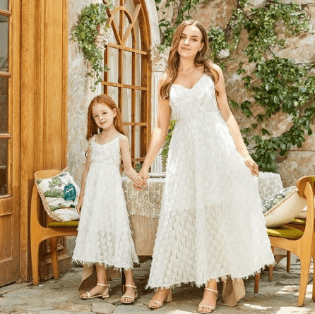 Robe mère fille identique blanche
