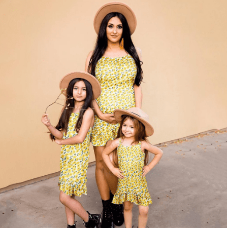 Robe mère fille jaune léopard