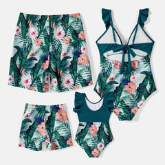 Maillot De Bain Assorti Pour La Famille à Imprimé Plantes