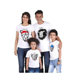 Tee shirt famille assorti lion blanc
