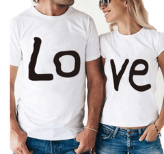 Tee shirt couple Love blanc