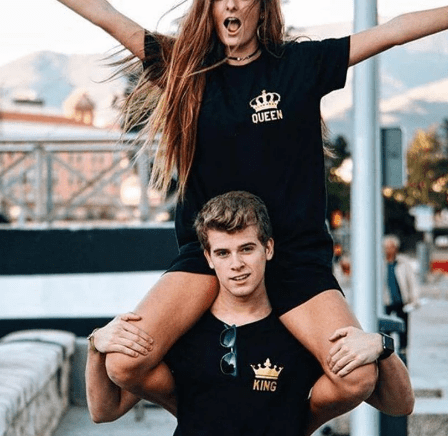 Tee shirt couple assorti en coton
