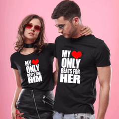 Tee shirt couple mon cœur bat pour toi