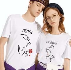 Tee shirt couple beauté blanc