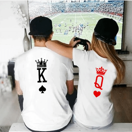 Tee shirt couple couronne roi et reine