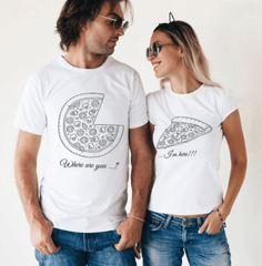 Tee shirt couple assorti pizza