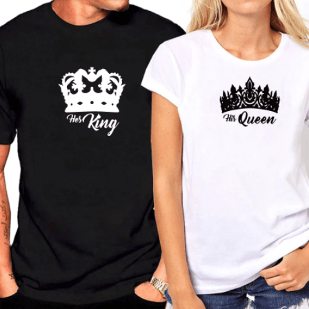Tee shirt couple roi et reine