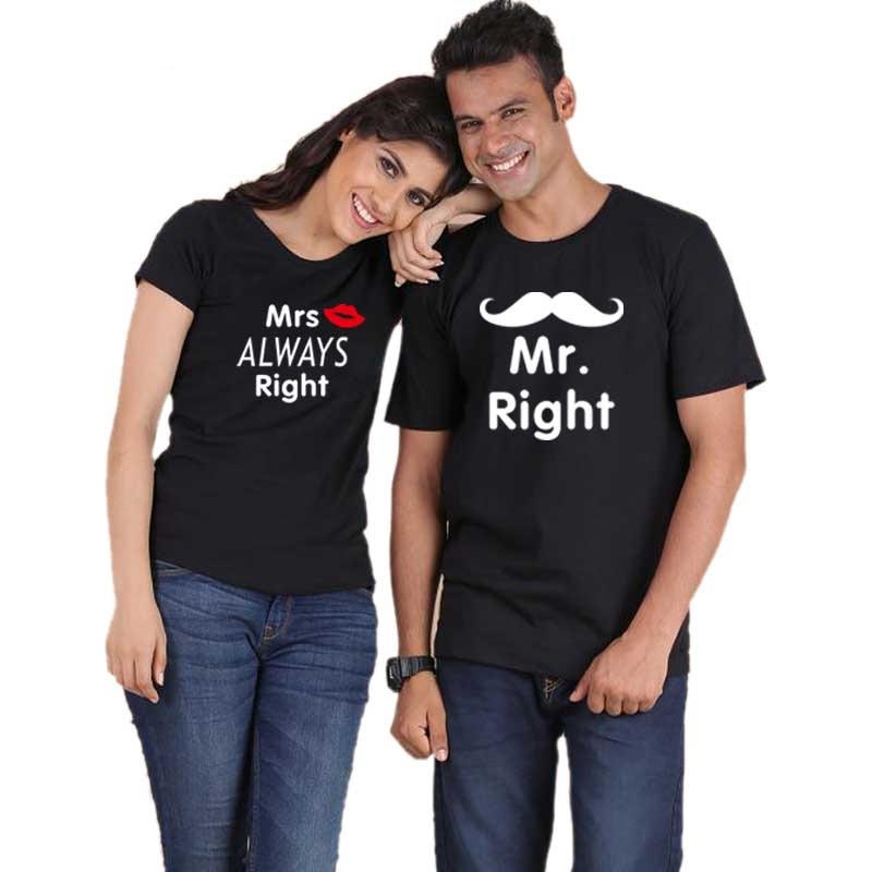 Tee shirt couple monsieur et madame noir